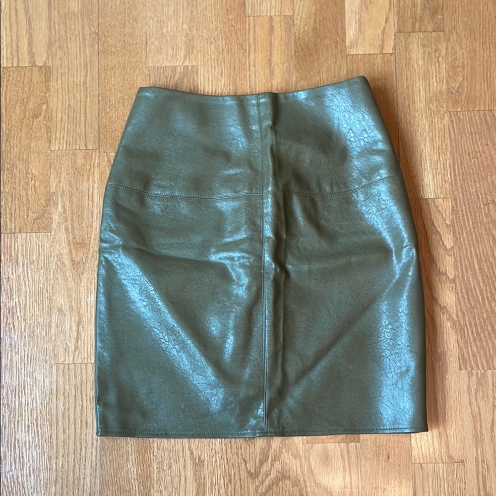 Missguided Olive Green Faux Leather Skirt